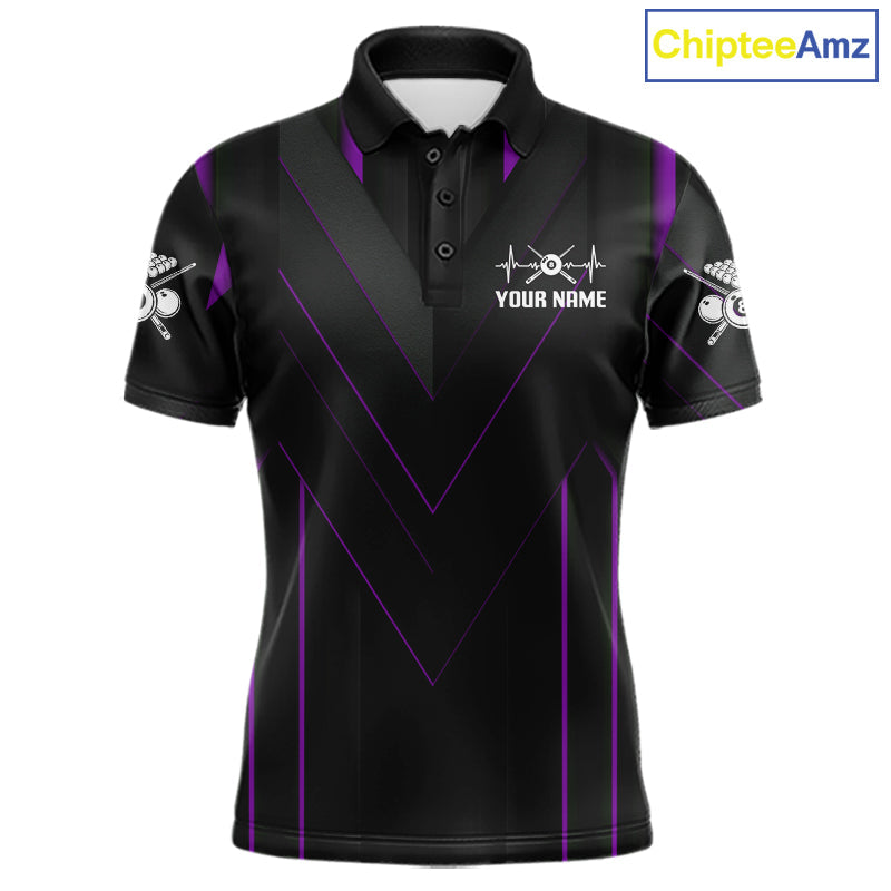 Beat Heart Pool Billiard Polo & 1/4-Zip Shirt Custom Light 8 Ball Billiard Team Apparel