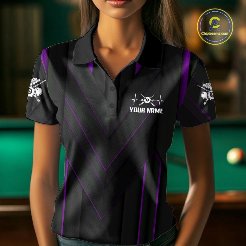Beat Heart Pool Billiard Polo & 1/4-Zip Shirt Custom Light 8 Ball Billiard Team Apparel