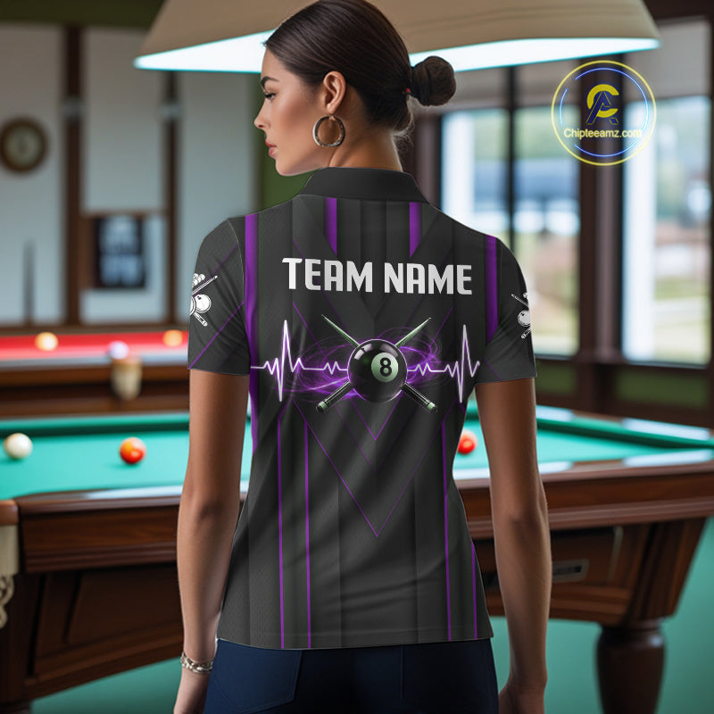 Beat Heart Pool Billiard Polo & 1/4-Zip Shirt Custom Light 8 Ball Billiard Team Apparel