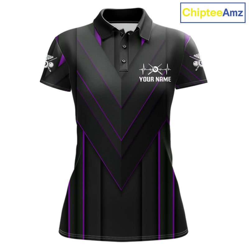 Beat Heart Pool Billiard Polo & 1/4-Zip Shirt Custom Light 8 Ball Billiard Team Apparel