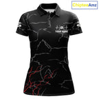 Black & Red Lightning 8 Ball Beat Heart Billiard Shirt Custom Pool Billiard Team Apparel