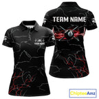 Black & Red Lightning 8 Ball Beat Heart Billiard Shirt Custom Pool Billiard Team Apparel
