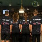 Black & Red Lightning 8 Ball Beat Heart Billiard Shirt Custom Pool Billiard Team Apparel