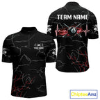 Black & Red Lightning 8 Ball Beat Heart Billiard Shirt Custom Pool Billiard Team Apparel