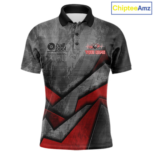 8 Ball Pool Billiard Polo & 1/4-Zip Shirt Custom Lightning Red 8 Ball Billiard Team Attire
