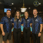 Blue Tribal Pattern Billiard 8 Ball Team Jersey Custom Thunder Lightning Billiard Shirt