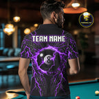 Purple Tribal Pattern Billiard 8 Ball Team Jersey Custom Thunder Lightning Billiard Shirt