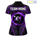 Purple Tribal Pattern Billiard 8 Ball Team Jersey Custom Thunder Lightning Billiard Shirt