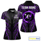 Purple Tribal Pattern Billiard 8 Ball Team Jersey Custom Thunder Lightning Billiard Shirt