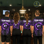 Purple Tribal Pattern Billiard 8 Ball Team Jersey Custom Thunder Lightning Billiard Shirt
