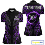 Purple Tribal Pattern Billiard 8 Ball Team Jersey Custom Thunder Lightning Billiard Shirt