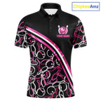 Personalized Holographic Bowling Polo 1/4-Zip Shirts Custom Pink Bowling Pattern Team Shirt