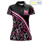 Personalized Holographic Bowling Polo 1/4-Zip Shirts Custom Pink Bowling Pattern Team Shirt