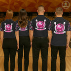 Personalized Holographic Bowling Polo 1/4-Zip Shirts Custom Pink Bowling Pattern Team Shirt