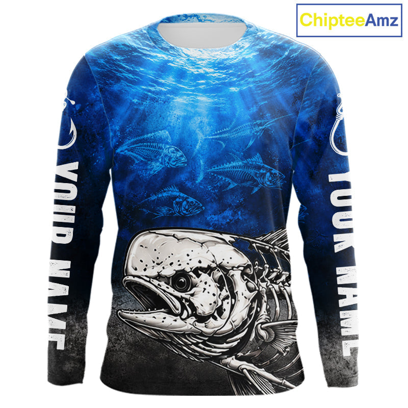 Personalized Skeleton Mahi Mahi Fishing Tournament Shirt Custom Name Fishing Jersey Fisherman Gift