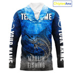Personalized Skeleton Marlin Fishing Tournament Shirt Custom Name Fishing Jersey Fisherman Gift