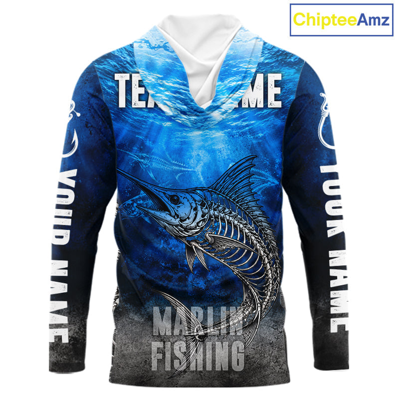 Personalized Skeleton Marlin Fishing Tournament Shirt Custom Name Fishing Jersey Fisherman Gift
