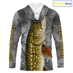 Custom Pike Fishing Tournament Shirt Vintage Fishing Jersey Custom Name Pike Fishing Long Sleeve Apparel