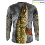 Custom Pike Fishing Tournament Shirt Vintage Fishing Jersey Custom Name Pike Fishing Long Sleeve Apparel
