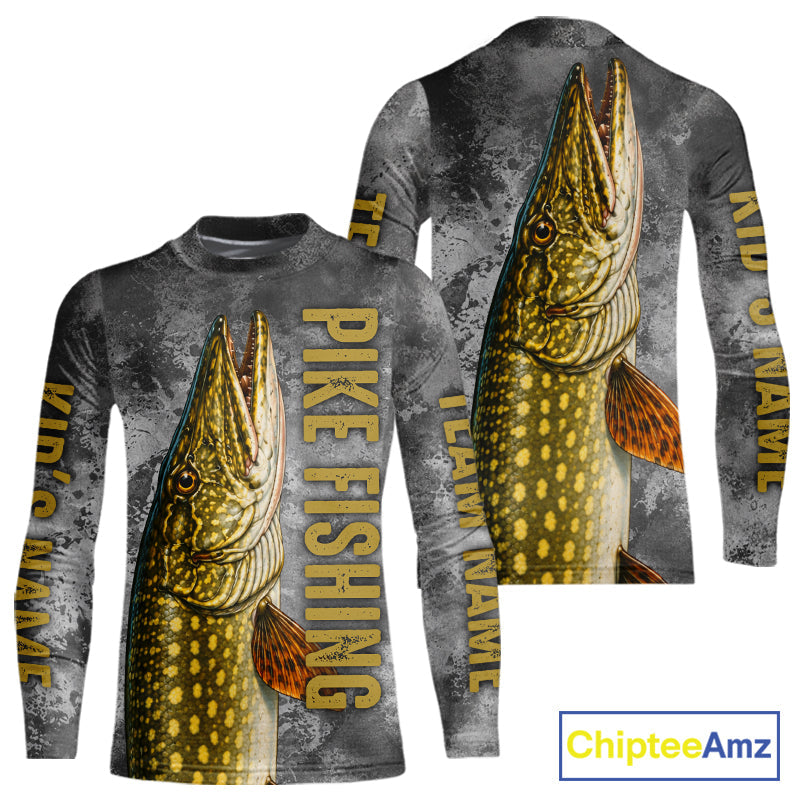 Custom Pike Fishing Tournament Shirt Vintage Fishing Jersey Custom Name Pike Fishing Long Sleeve Apparel