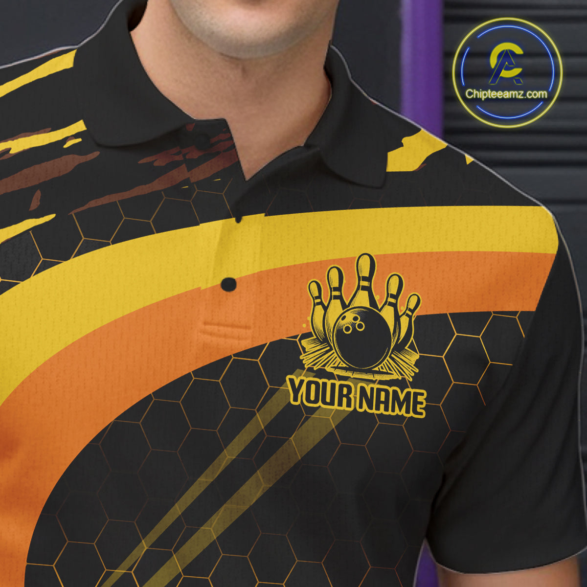 Personalized Honey Bee Bowling Polo 1/4-Zip Custom Funny Bee Bowling Tournament Jersey