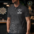 Custom Dragon Darts Shirt With Cracked Stone, Dragon Grey Smoke Darts Team Jersey