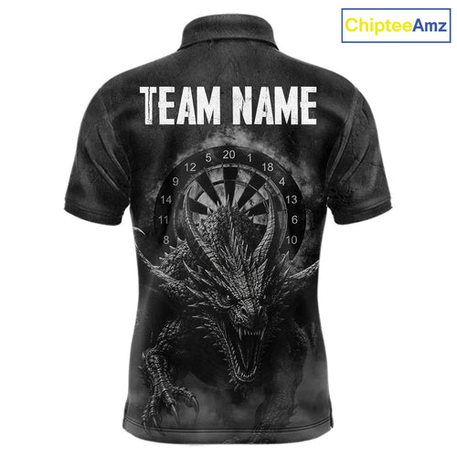 Custom Dragon Darts Shirt With Cracked Stone, Dragon Grey Smoke Darts Team Jersey