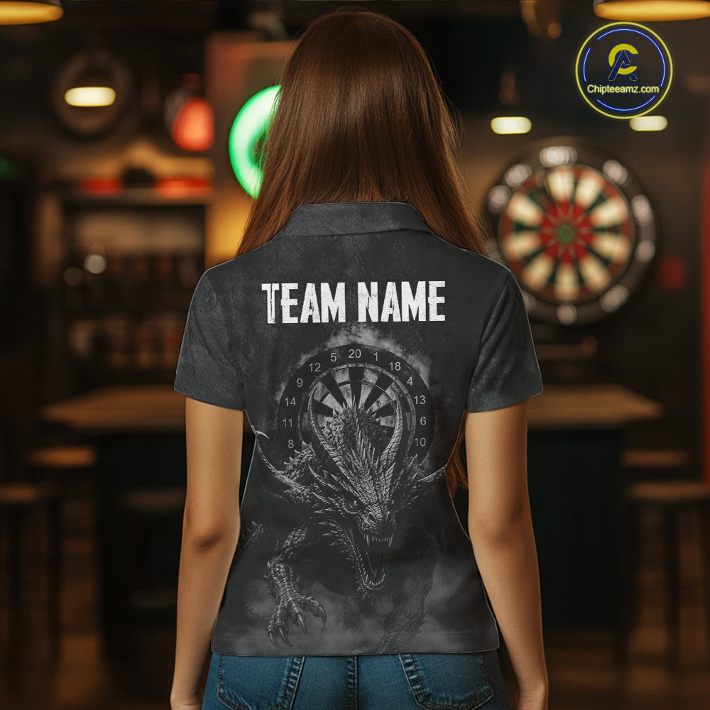 Custom Dragon Darts Shirt With Cracked Stone, Dragon Grey Smoke Darts Team Jersey
