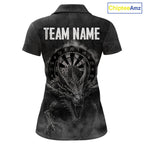 Custom Dragon Darts Shirt With Cracked Stone, Dragon Grey Smoke Darts Team Jersey