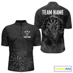 Custom Dragon Darts Shirt With Cracked Stone, Dragon Grey Smoke Darts Team Jersey