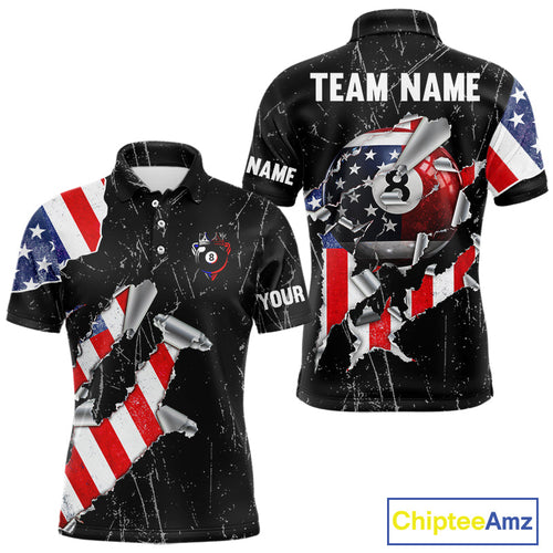 Black Stars 8 Ball Pool Billiard Team Shirt Personalized Polo & 1/4-Zip Billiard Gifts