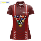 Personalized Red Ball Billiard Polo & 1/4 Zip Shirt Custom Pool Team Shirt Billiard Jersey