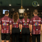 Personalized Red Ball Billiard Polo & 1/4 Zip Shirt Custom Pool Team Shirt Billiard Jersey