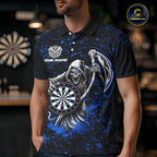 Black & Blue Splatter Grim Reaper Hold Dartboard Dart Shirts Custom Dart Team Shirts