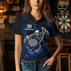 Black & Blue Splatter Grim Reaper Hold Dartboard Dart Shirts Custom Dart Team Shirts