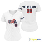 Custom Blue Red USA Flag Patriotic Baseball Shirt White Baseball Jerseys
