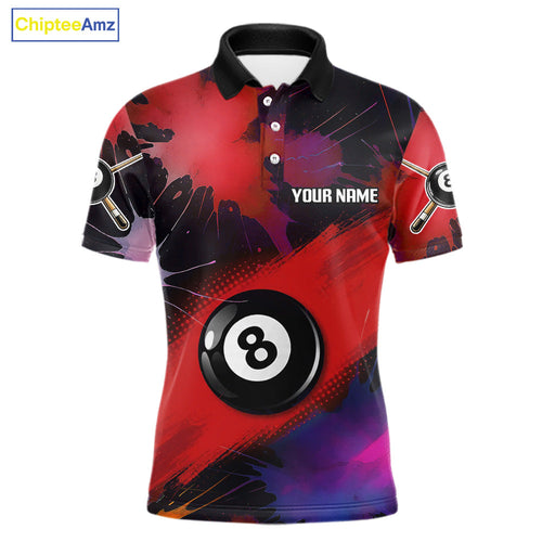 Grunge Paint Splatter Pink Ball 8 Billiard Shirts Personalized Billiard Attire Gifts