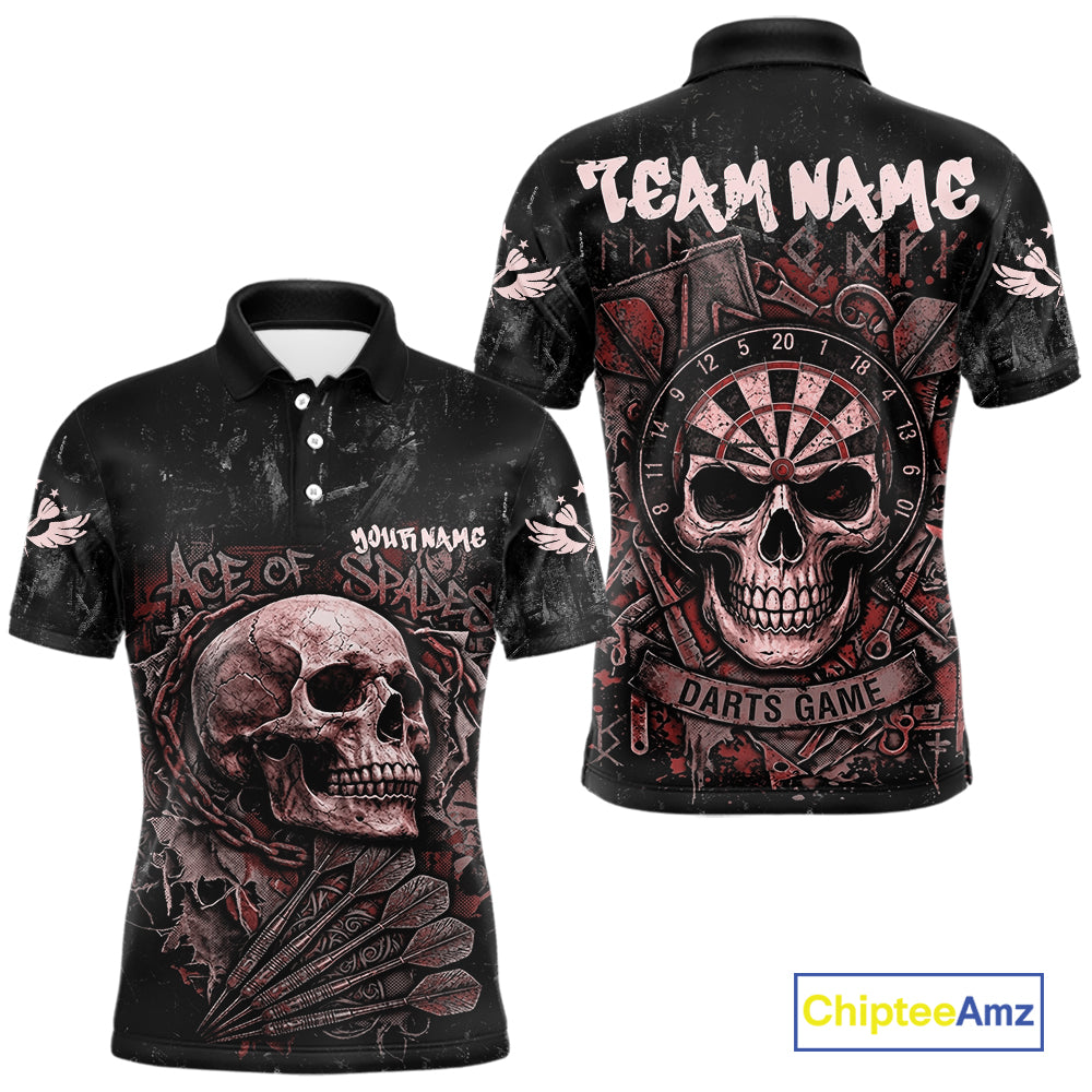 Red Graffiti Grunge Skull Darts Shirt Custom Name & Team Skull Dart Outfit Jerseys