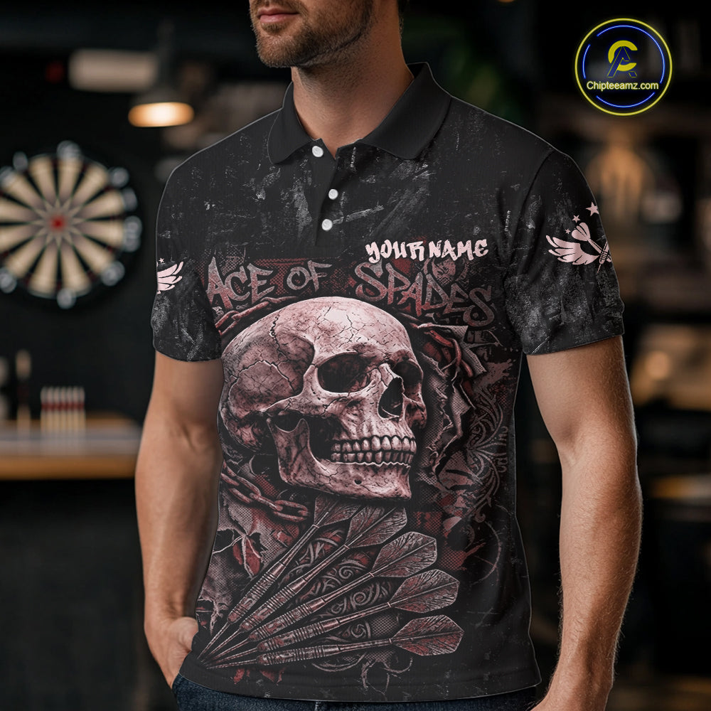 Red Graffiti Grunge Skull Darts Shirt Custom Name & Team Skull Dart Outfit Jerseys