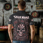 Red Graffiti Grunge Skull Darts Shirt Custom Name & Team Skull Dart Outfit Jerseys