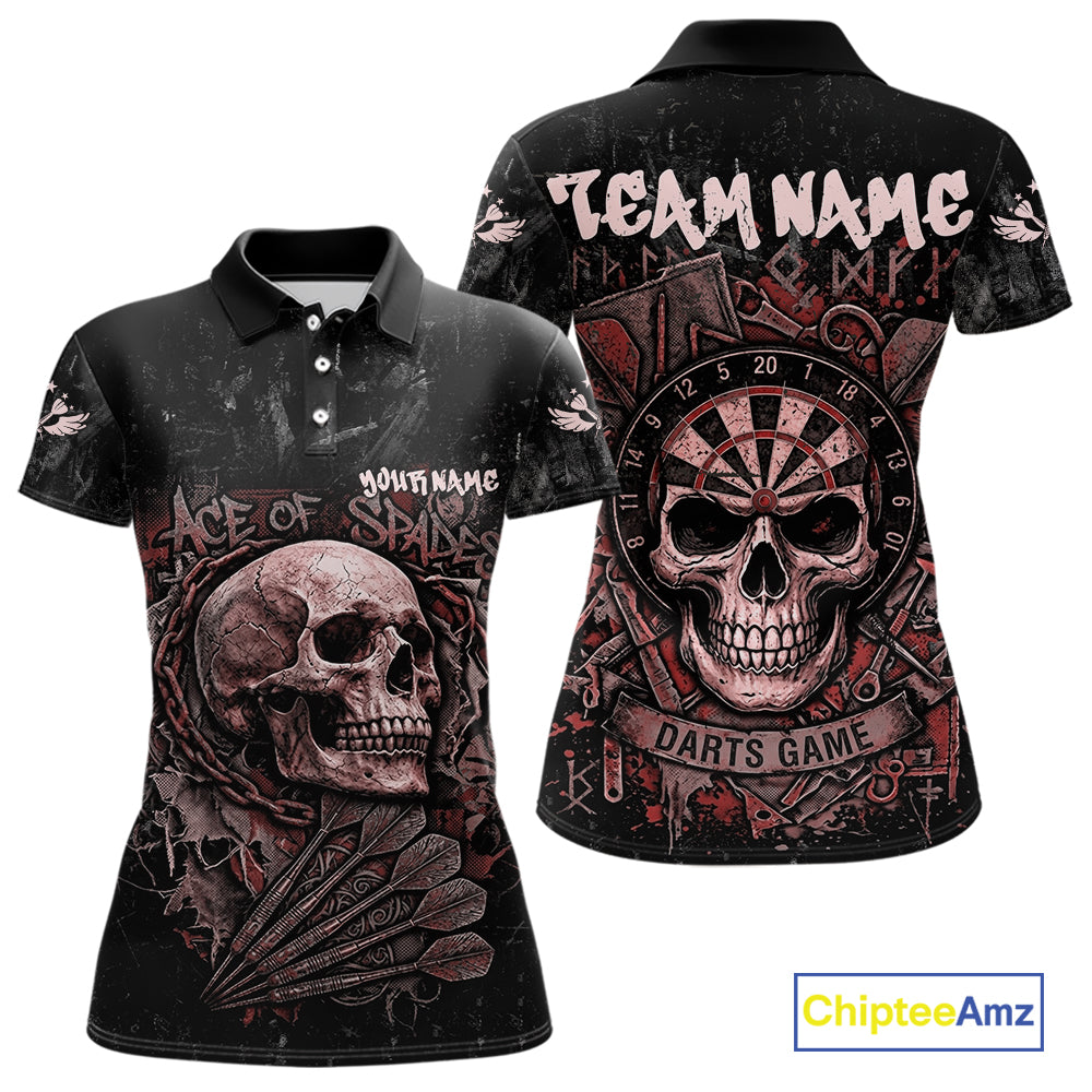 Red Graffiti Grunge Skull Darts Shirt Custom Name & Team Skull Dart Outfit Jerseys