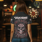 Red Graffiti Grunge Skull Darts Shirt Custom Name & Team Skull Dart Outfit Jerseys