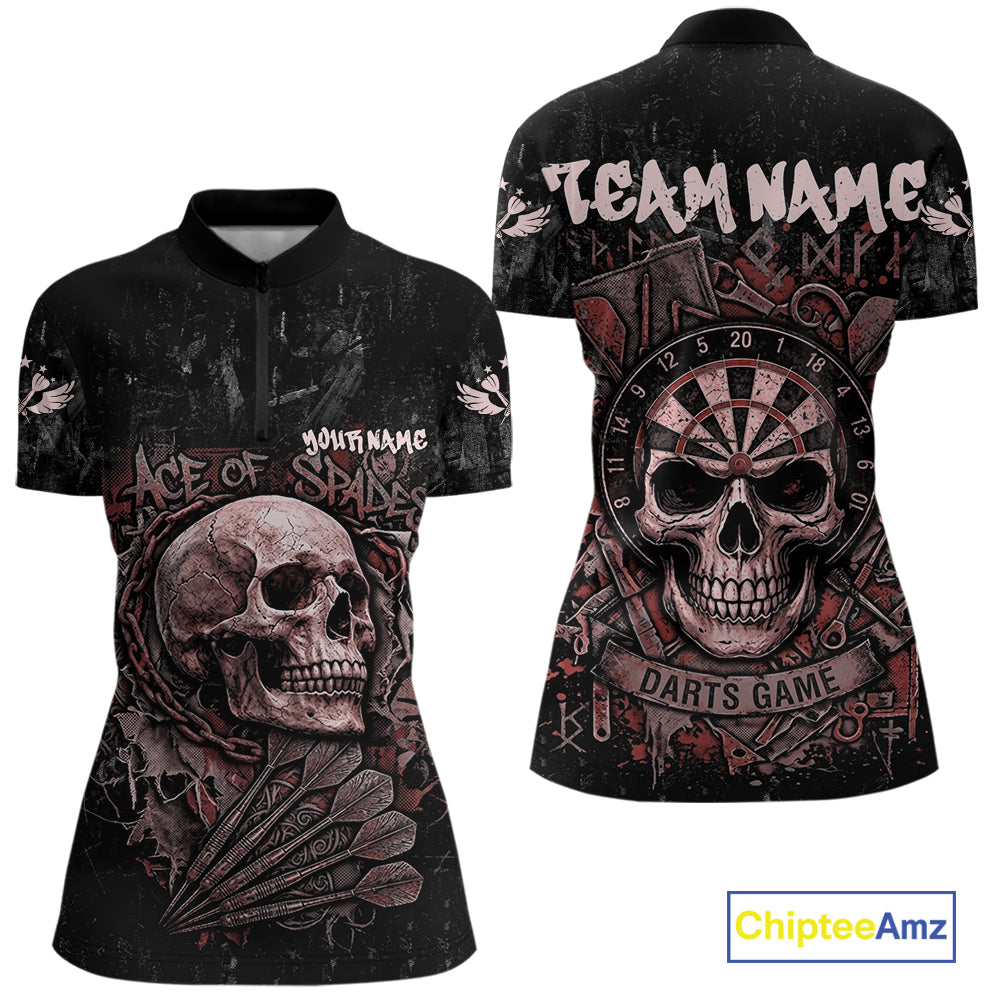 Red Graffiti Grunge Skull Darts Shirt Custom Name & Team Skull Dart Outfit Jerseys