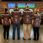 Red Graffiti Grunge Skull Darts Shirt Custom Name & Team Skull Dart Outfit Jerseys
