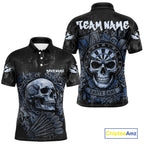 Blue Graffiti Grunge Skull Darts Shirt Custom Name & Team Skull Dart Outfit Jerseys