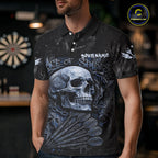Blue Graffiti Grunge Skull Darts Shirt Custom Name & Team Skull Dart Outfit Jerseys