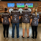 Blue Graffiti Grunge Skull Darts Shirt Custom Name & Team Skull Dart Outfit Jerseys
