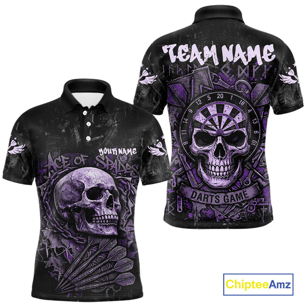 Purple Graffiti Grunge Skull Darts Shirt Custom Name & Team Skull Dart Outfit Jerseys