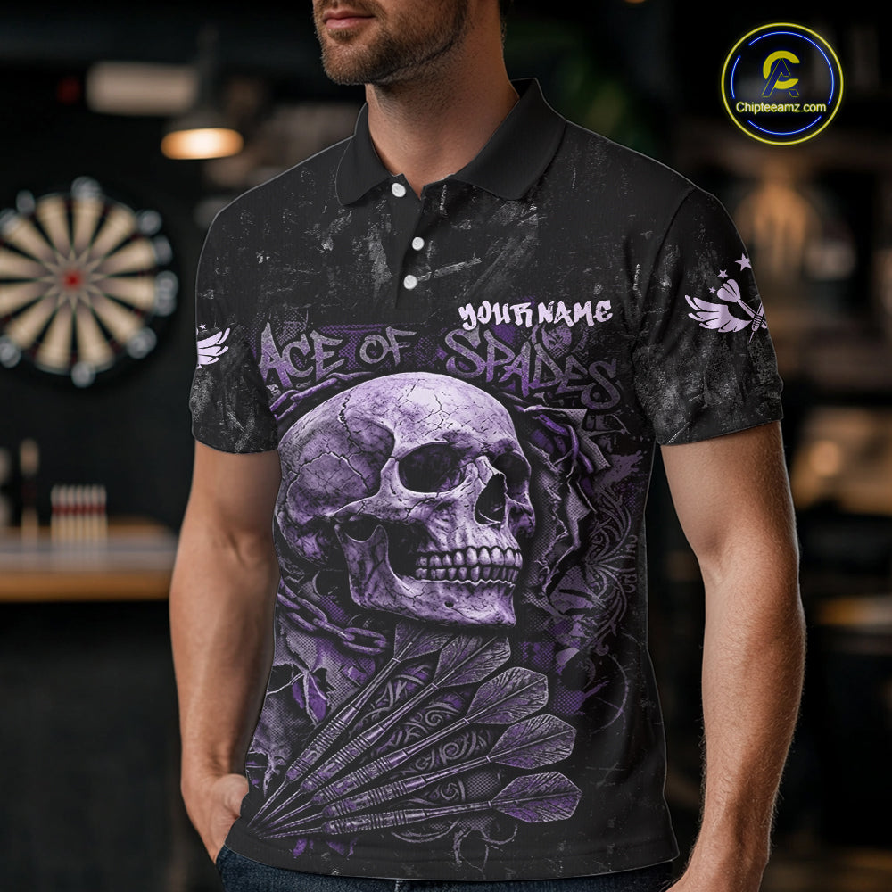 Purple Graffiti Grunge Skull Darts Shirt Custom Name & Team Skull Dart Outfit Jerseys