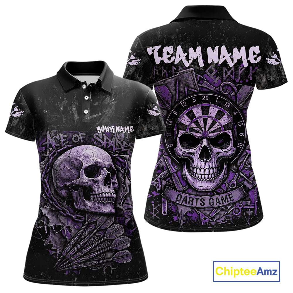 Purple Graffiti Grunge Skull Darts Shirt Custom Name & Team Skull Dart Outfit Jerseys